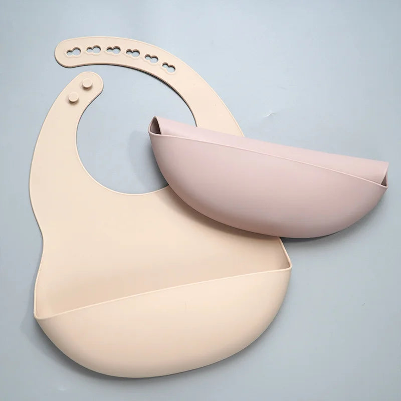 Silicone waterproof baby bib – soft easy-clean feeding bib with pocket
