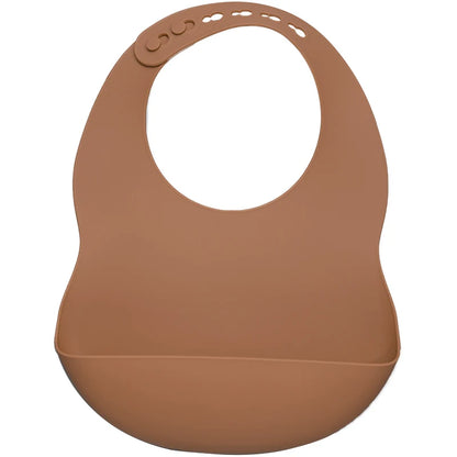 Spiced Pumpkin Silicone waterproof baby bib – soft easy-clean feeding bib with pocket