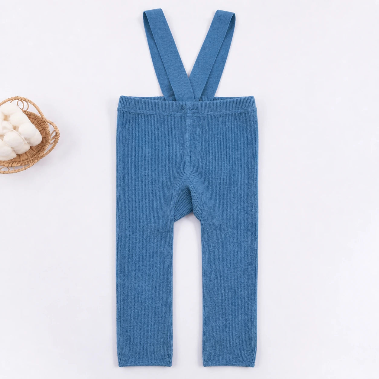 Baby Ribbed Suspender Leggings in blue