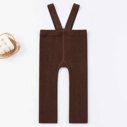 Baby Ribbed Suspender Leggings in brown