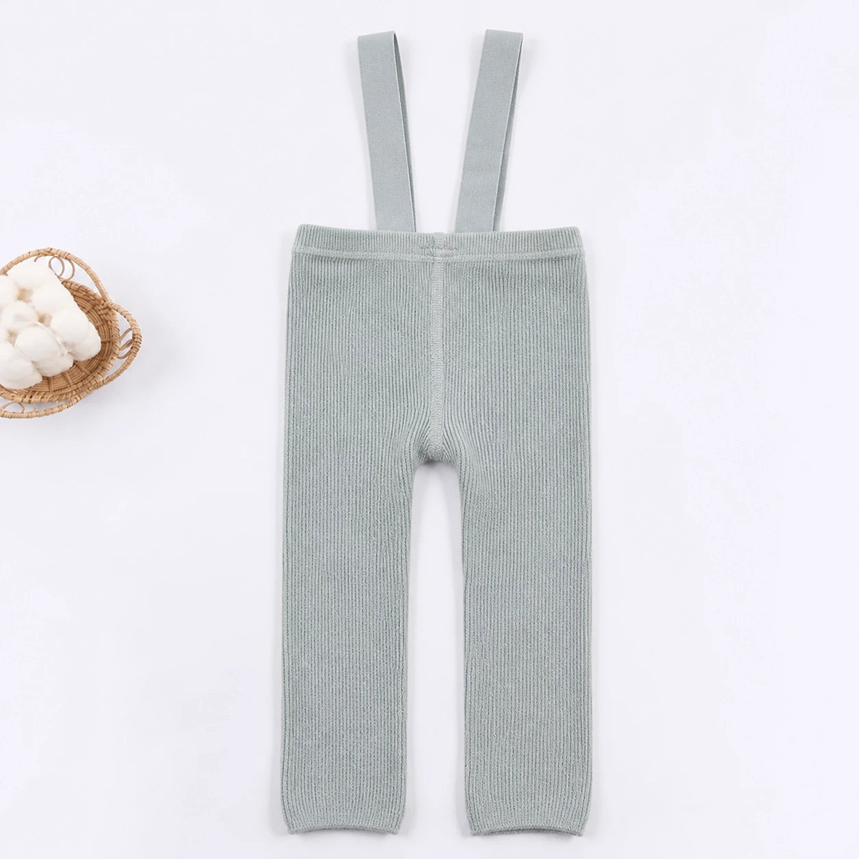 Baby Ribbed Suspender Leggings in grey