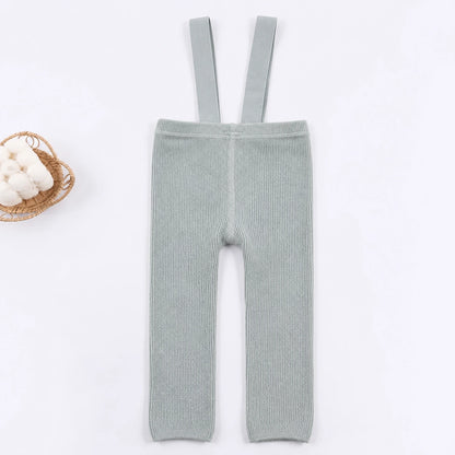 Baby Ribbed Suspender Leggings in grey