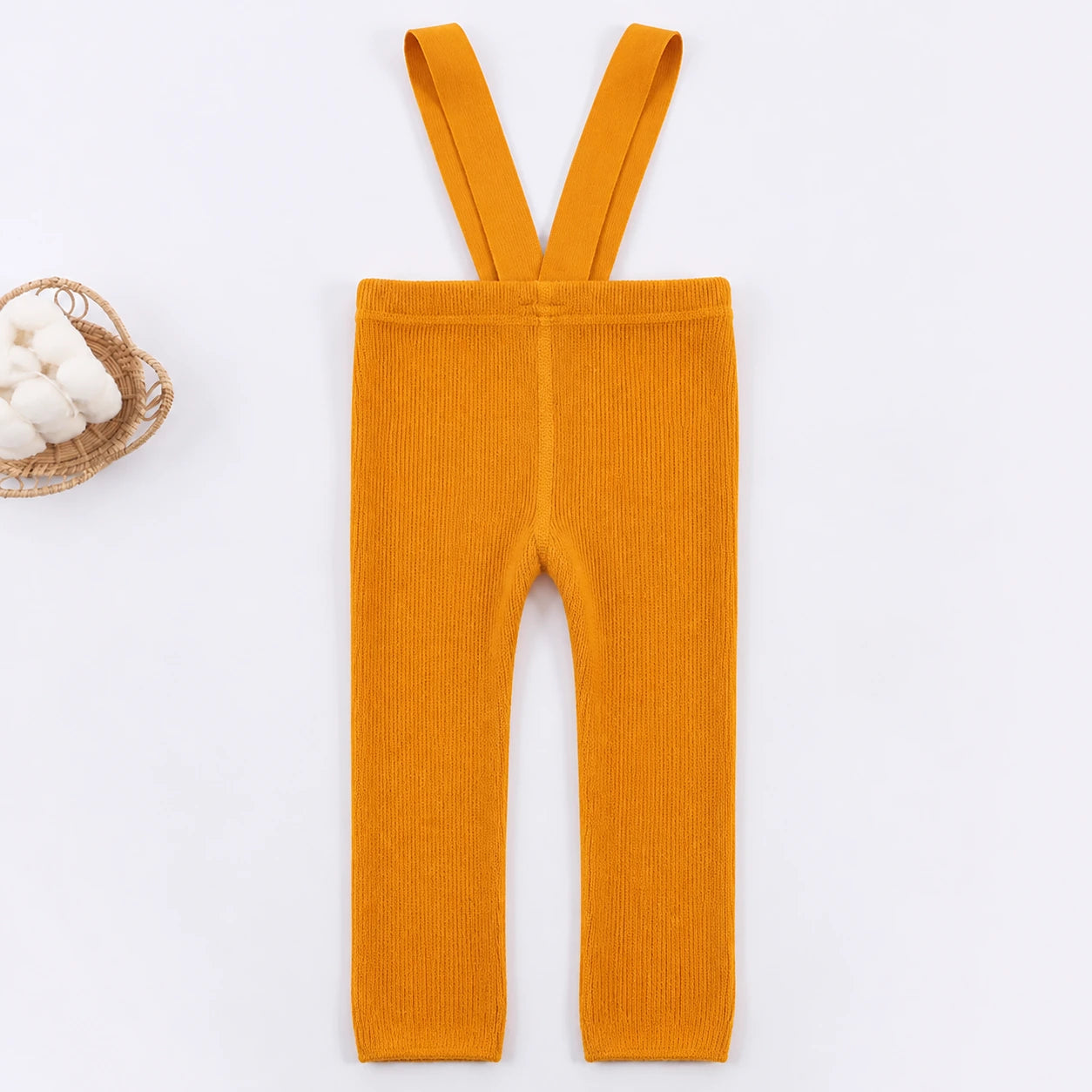 Baby Ribbed Suspender Leggings in yellow