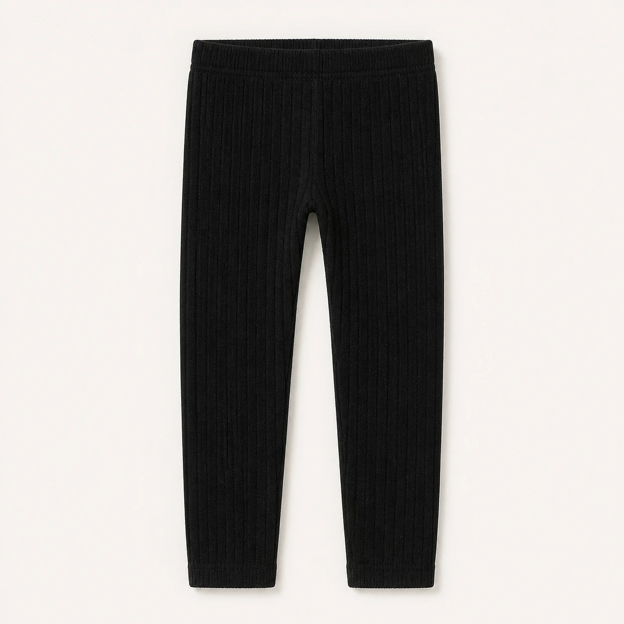 Girls Ribbed Cotton Leggings in black