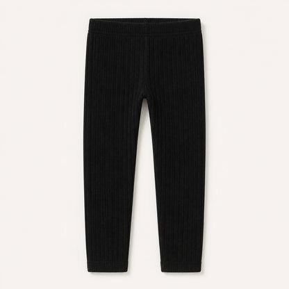 Girls Ribbed Cotton Leggings in black