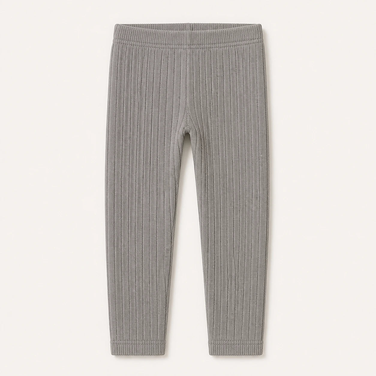 Girls Ribbed Cotton Leggings in grey