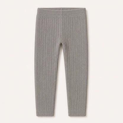 Girls Ribbed Cotton Leggings in grey