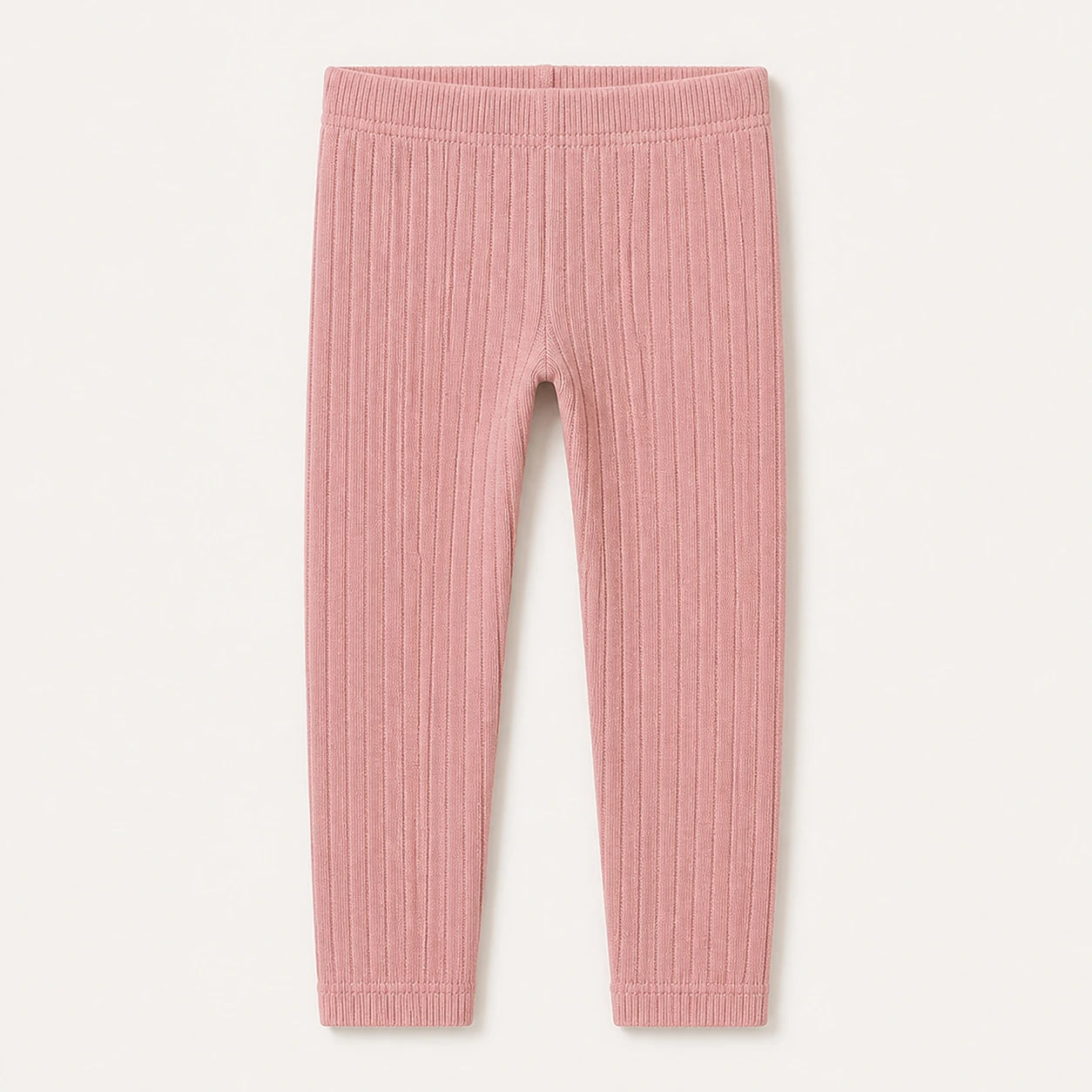 Girls Ribbed Cotton Leggings in pink