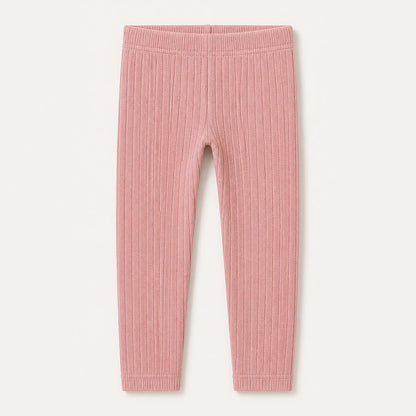 Girls Ribbed Cotton Leggings in pink