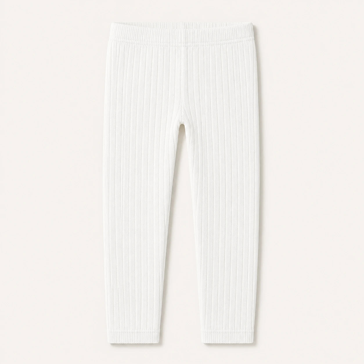 Girls Ribbed Cotton Leggings in white