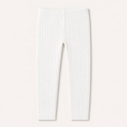 Girls Ribbed Cotton Leggings in white