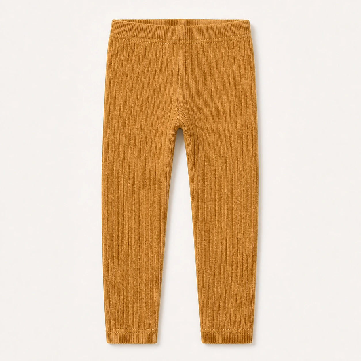 Girls Ribbed Cotton Leggings in yellow