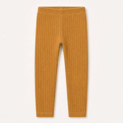 Girls Ribbed Cotton Leggings in yellow